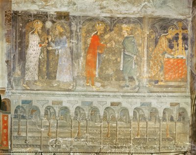 The Holy Roman Emperor Charles IV receiving a thorn from the crown of Christ from Jean II Le Bon, from the chapel of Our Lady by Nikolaus Wurmser